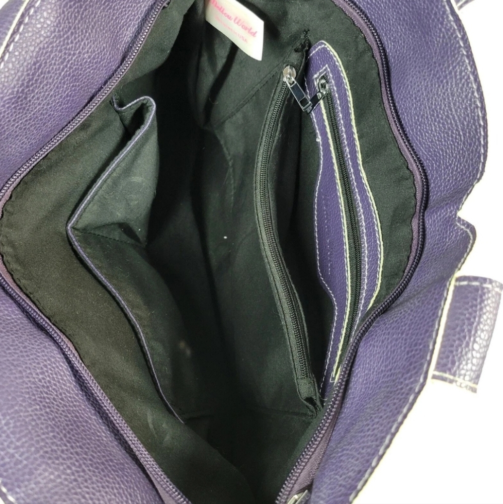 Mellow World Allure Purple Tassle Purse. Measurements in photos. Vegan Leather. - Picture 3 of 6